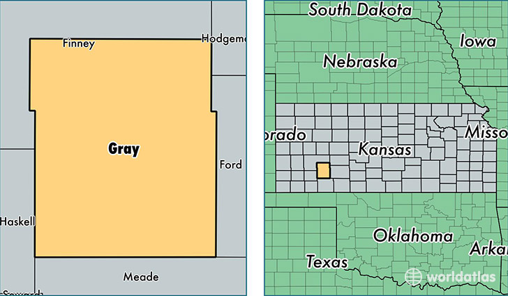 location of Gray county on a map