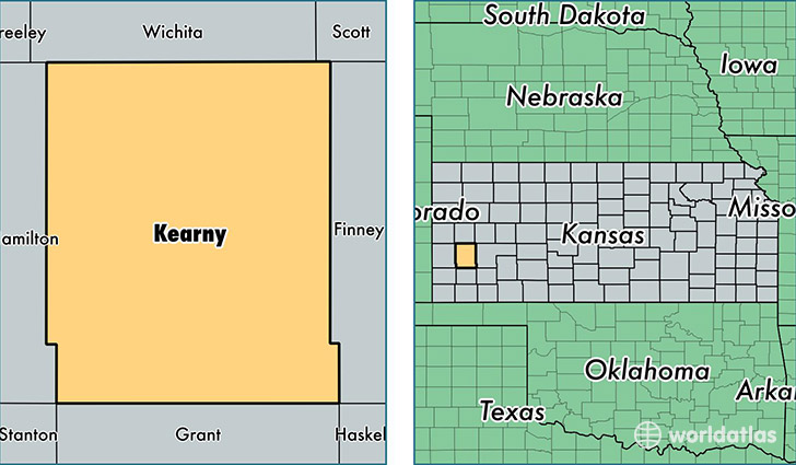 location of Kearny county on a map