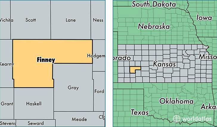 location of Finney county on a map