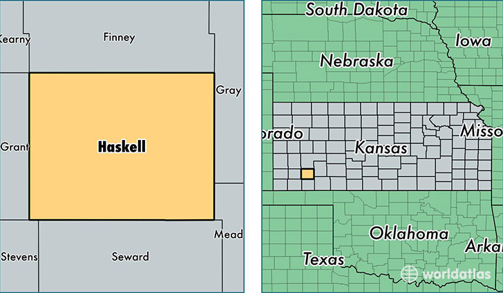 location of Haskell county on a map