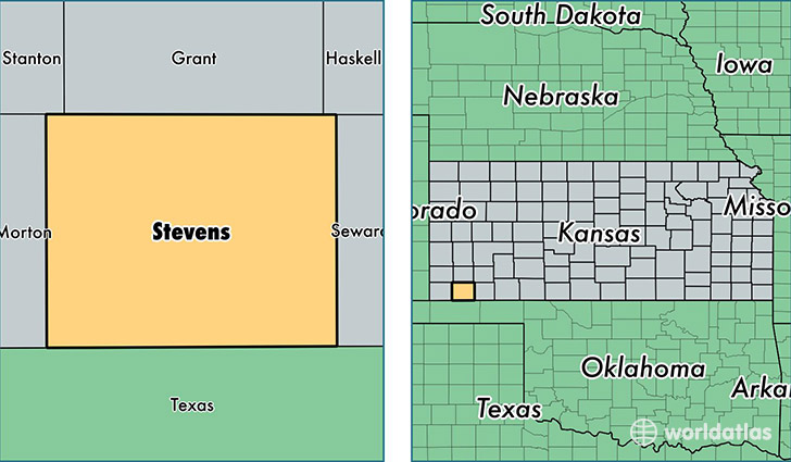 location of Stevens county on a map