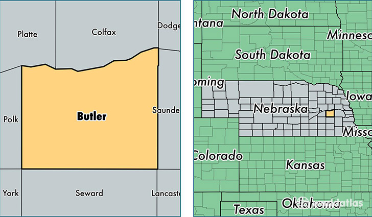 location of Butler county on a map