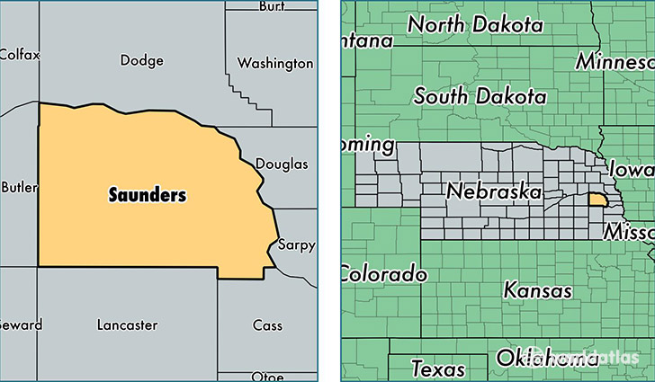 location of Saunders county on a map