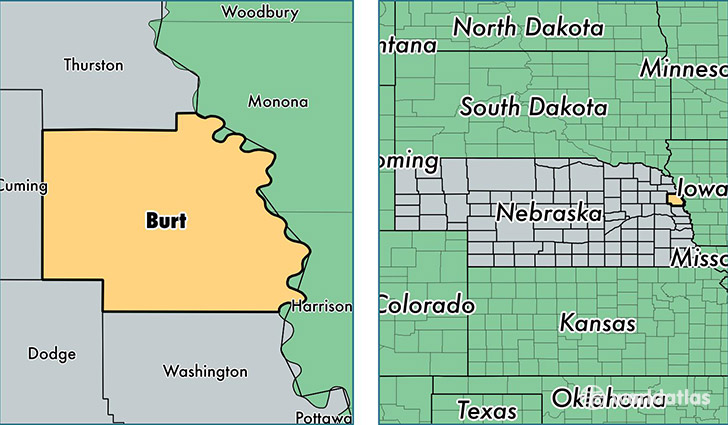 location of Burt county on a map