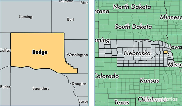 location of Dodge county on a map