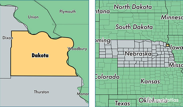 location of Dakota county on a map