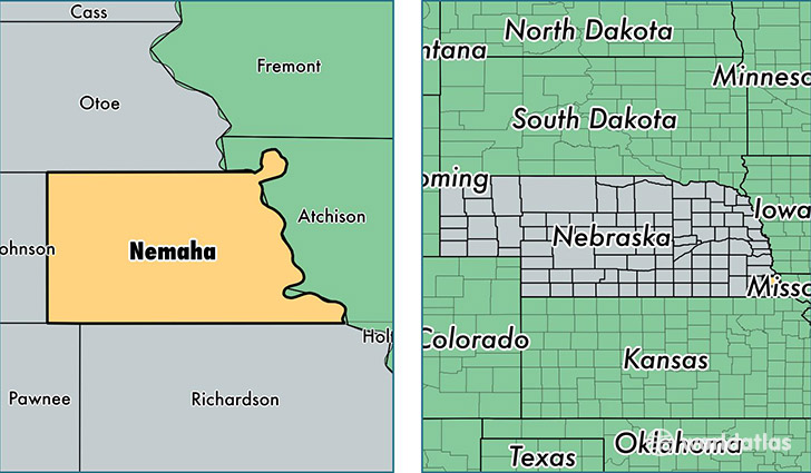 location of Nemaha county on a map