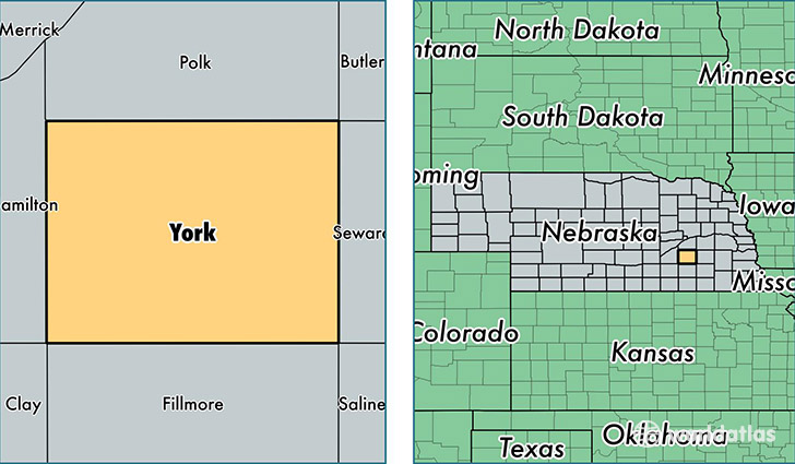 location of York county on a map