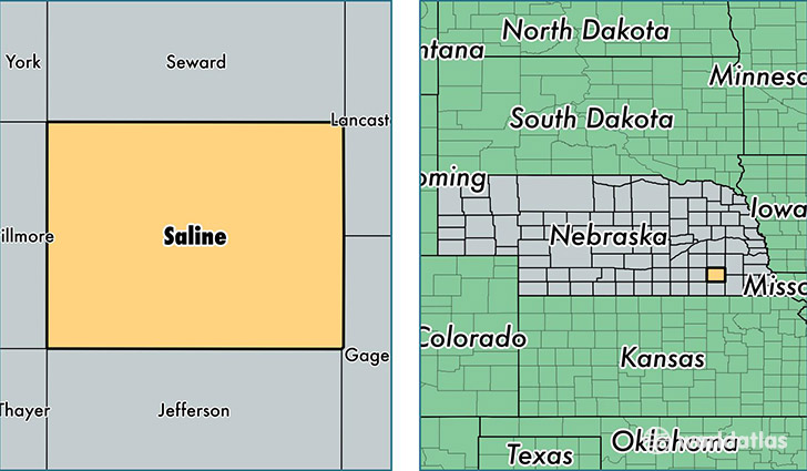 location of Saline county on a map