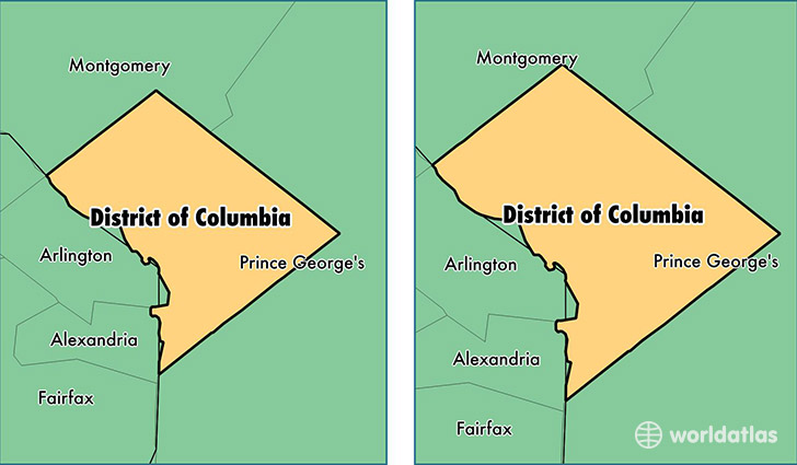 location of District of Columbia county on a map