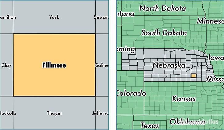 location of Fillmore county on a map