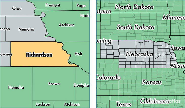 location of Richardson county on a map