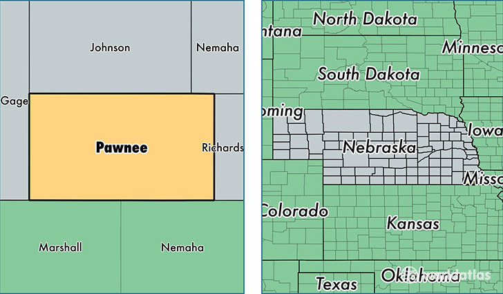 location of Pawnee county on a map