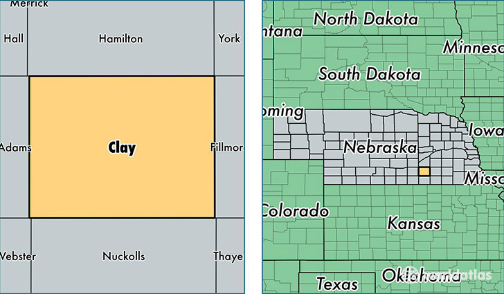 location of Clay county on a map