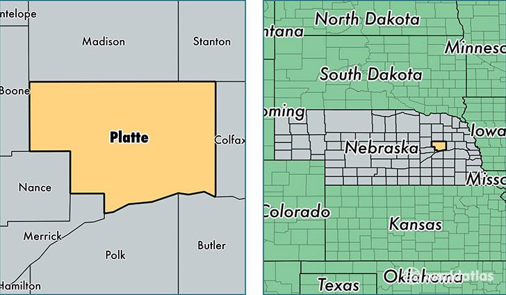 location of Platte county on a map