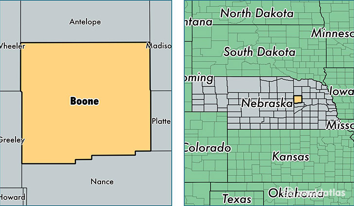 location of Boone county on a map