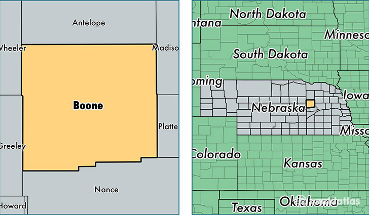 location of Boone county on a map