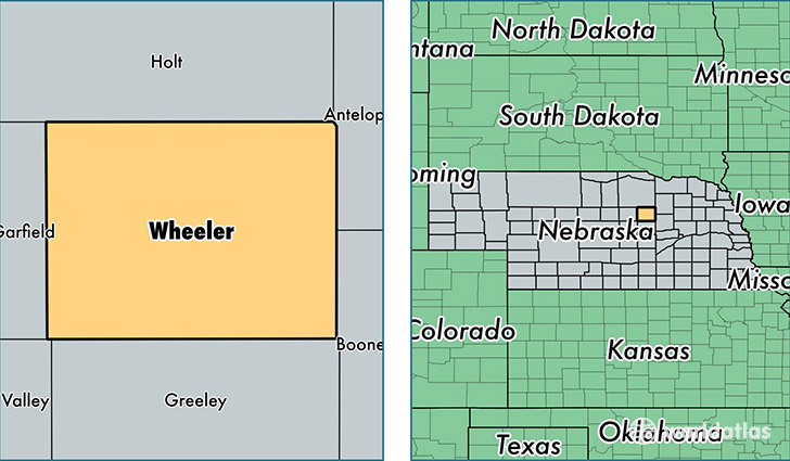 location of Wheeler county on a map