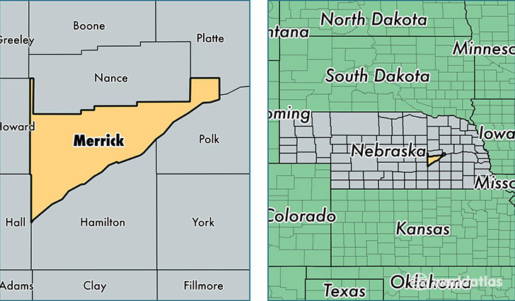 location of Merrick county on a map