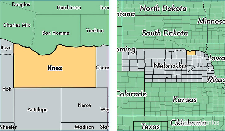 location of Knox county on a map