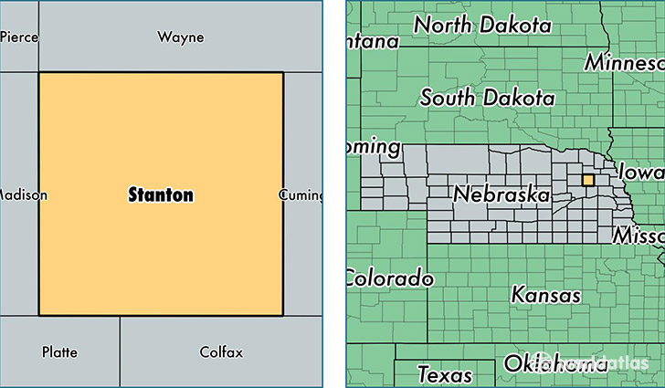 location of Stanton county on a map