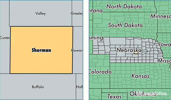 location of Sherman county on a map