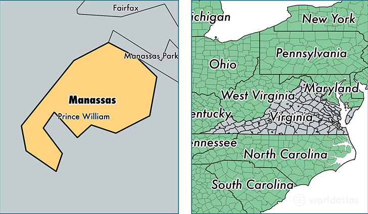 location of Manassas City county on a map