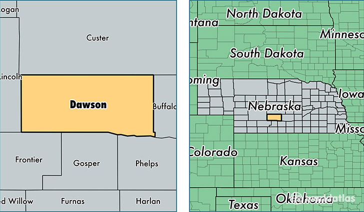 location of Dawson county on a map