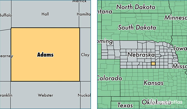 location of Adams county on a map