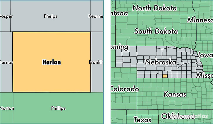 location of Harlan county on a map