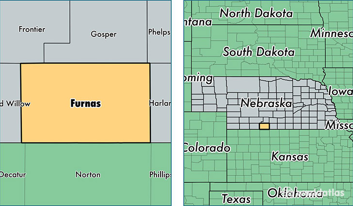 location of Furnas county on a map