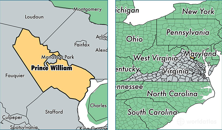 location of Prince William county on a map