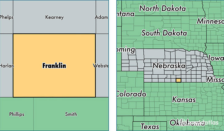 location of Franklin county on a map