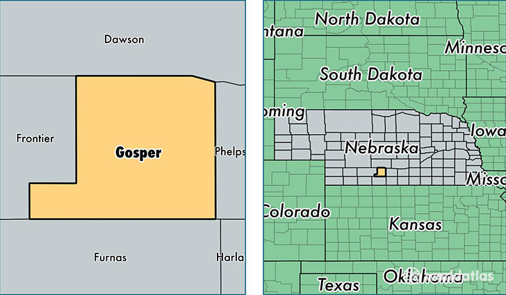 location of Gosper county on a map