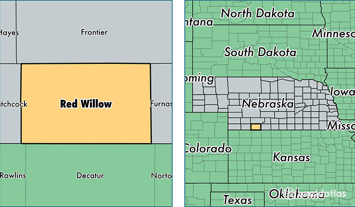location of Red Willow county on a map