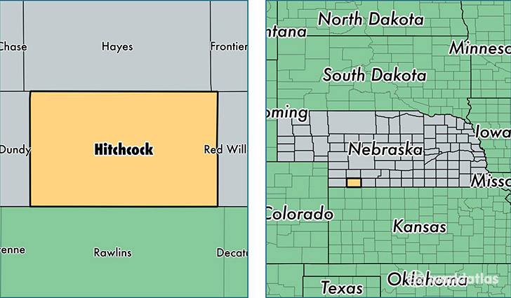 location of Hitchcock county on a map