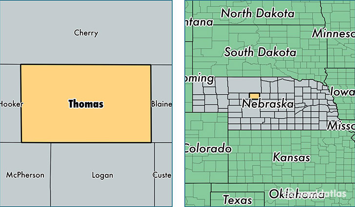 location of Thomas county on a map