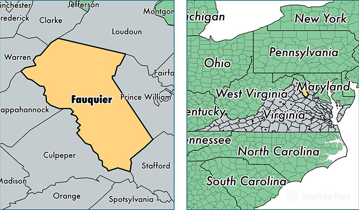 location of Fauquier county on a map