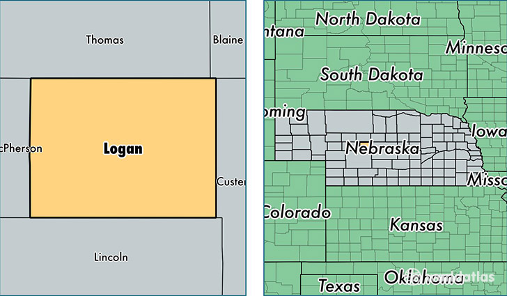location of Logan county on a map