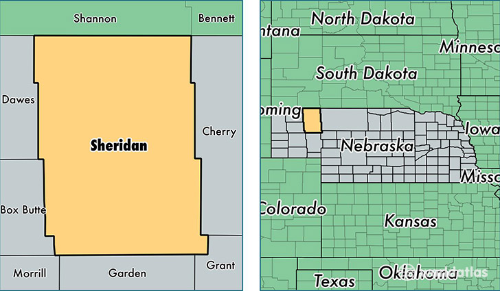 location of Sheridan county on a map