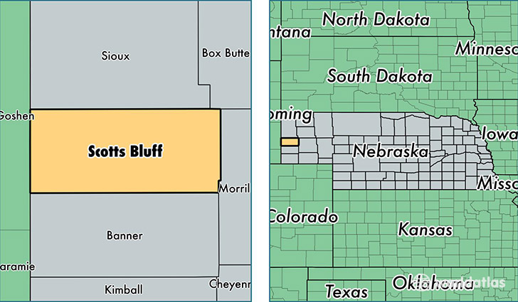 location of Scotts Bluff county on a map