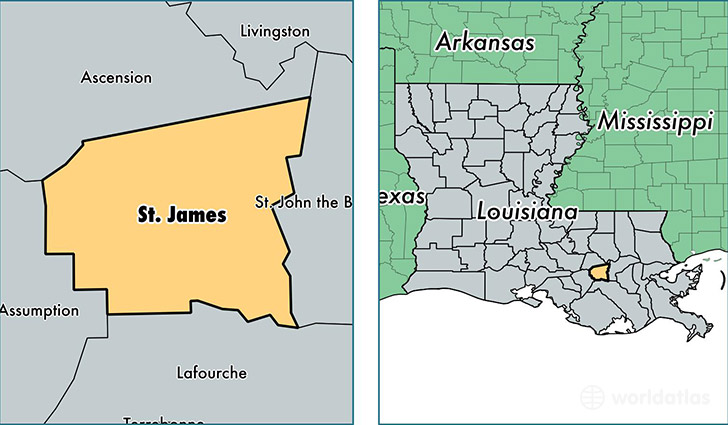 location of Saint James county on a map