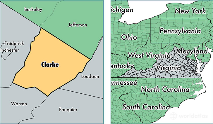 location of Clarke county on a map