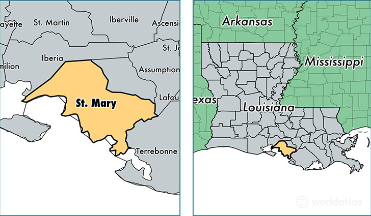 location of Saint Mary county on a map