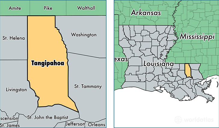 location of Tangipahoa county on a map