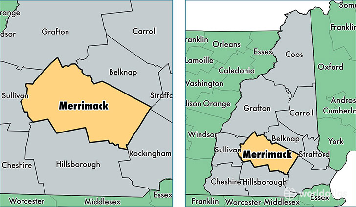 location of Merrimack county on a map