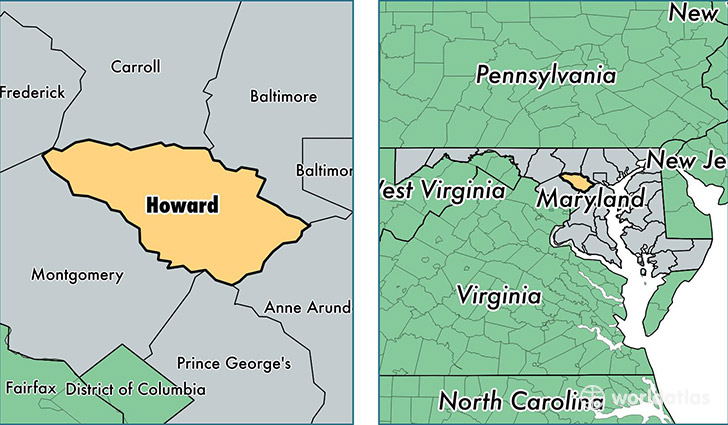 location of Howard county on a map