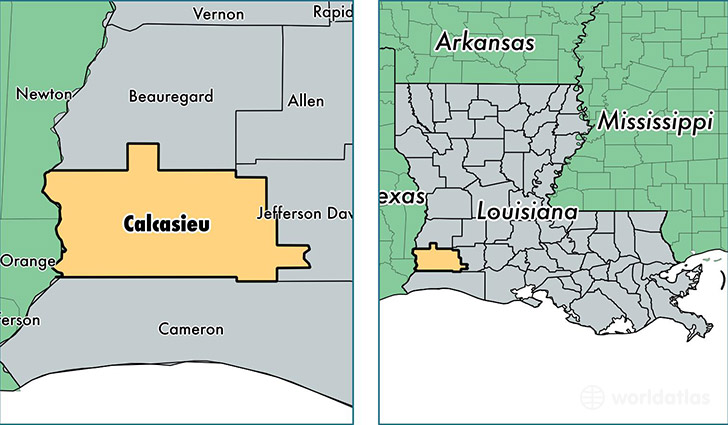 location of Calcasieu county on a map