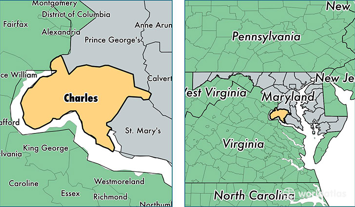 location of Charles county on a map