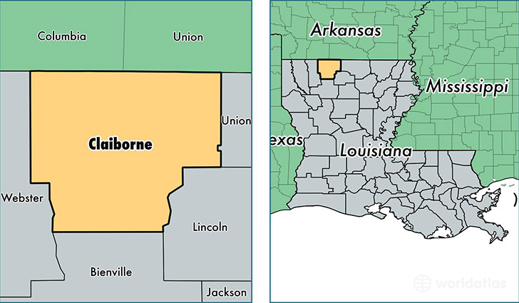 location of Claiborne county on a map